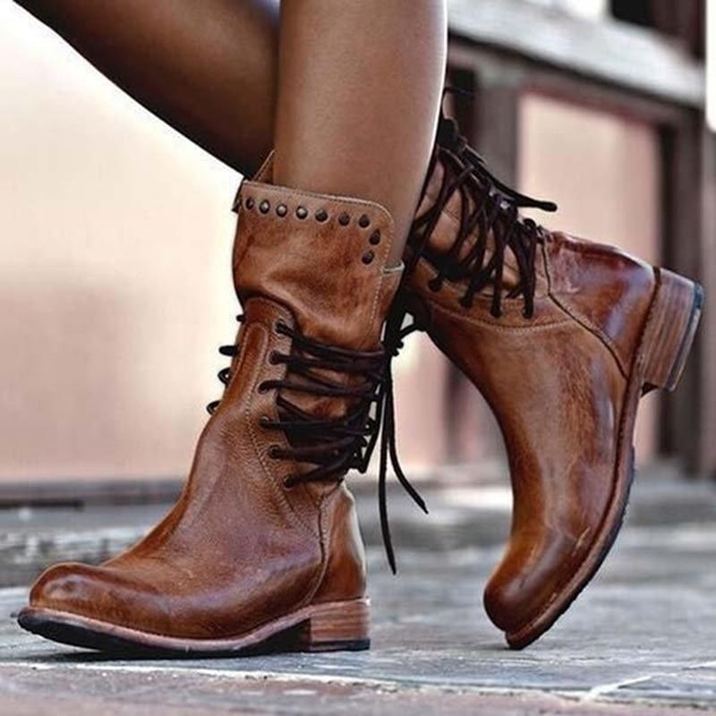 LIZIA™ - Leather Lace-Up Boots