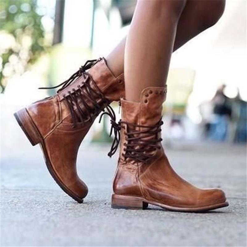 LIZIA™ - Leather Lace-Up Boots