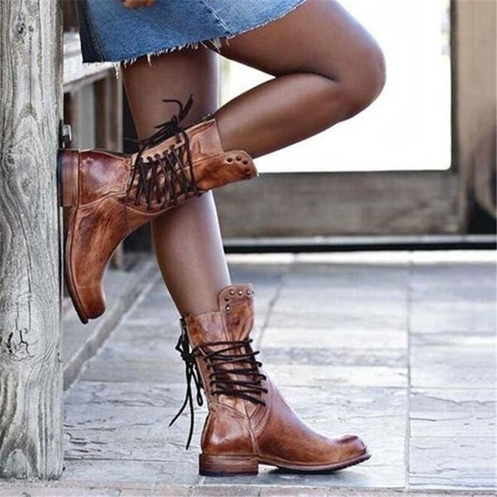 LIZIA™ - Leather Lace-Up Boots