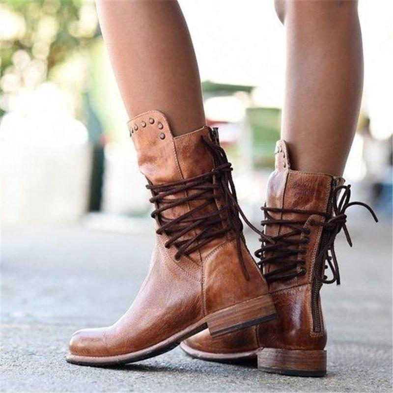 LIZIA™ - Leather Lace-Up Boots