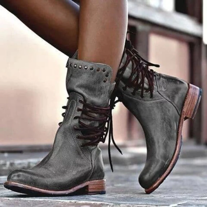 LIZIA™ - Leather Lace-Up Boots