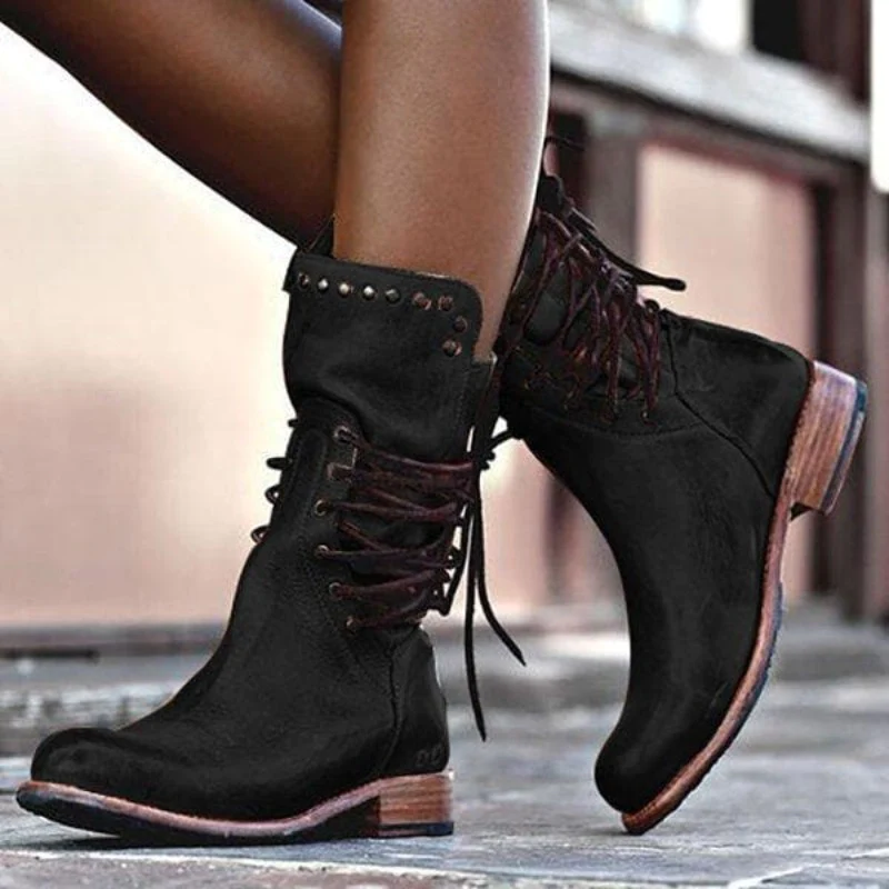 LIZIA™ - Leather Lace-Up Boots