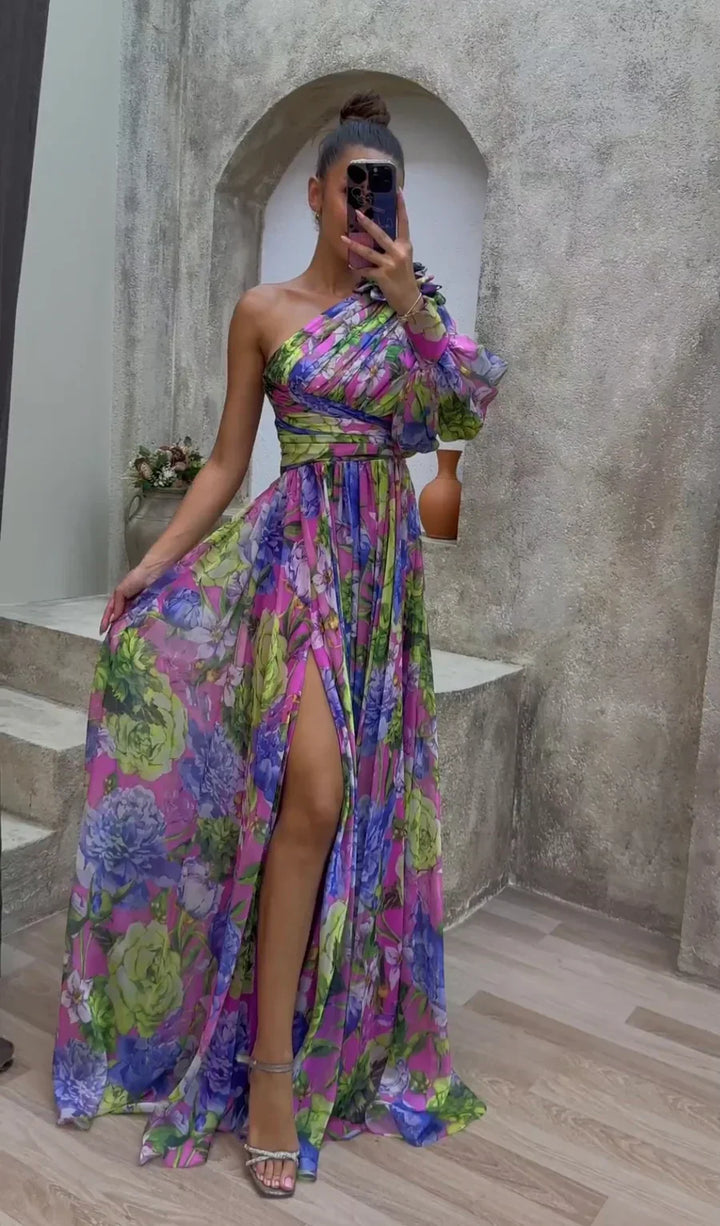 Maia - Floral One Shoulder Dress