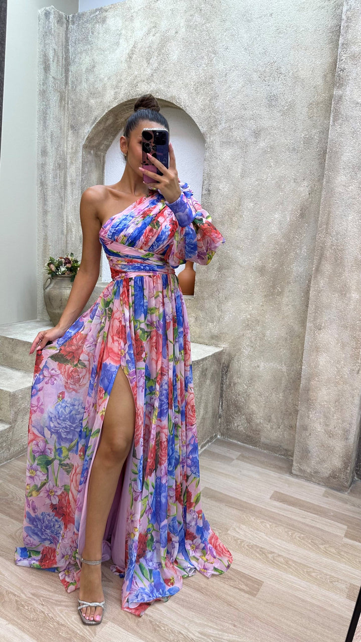 Maia - Floral One Shoulder Dress