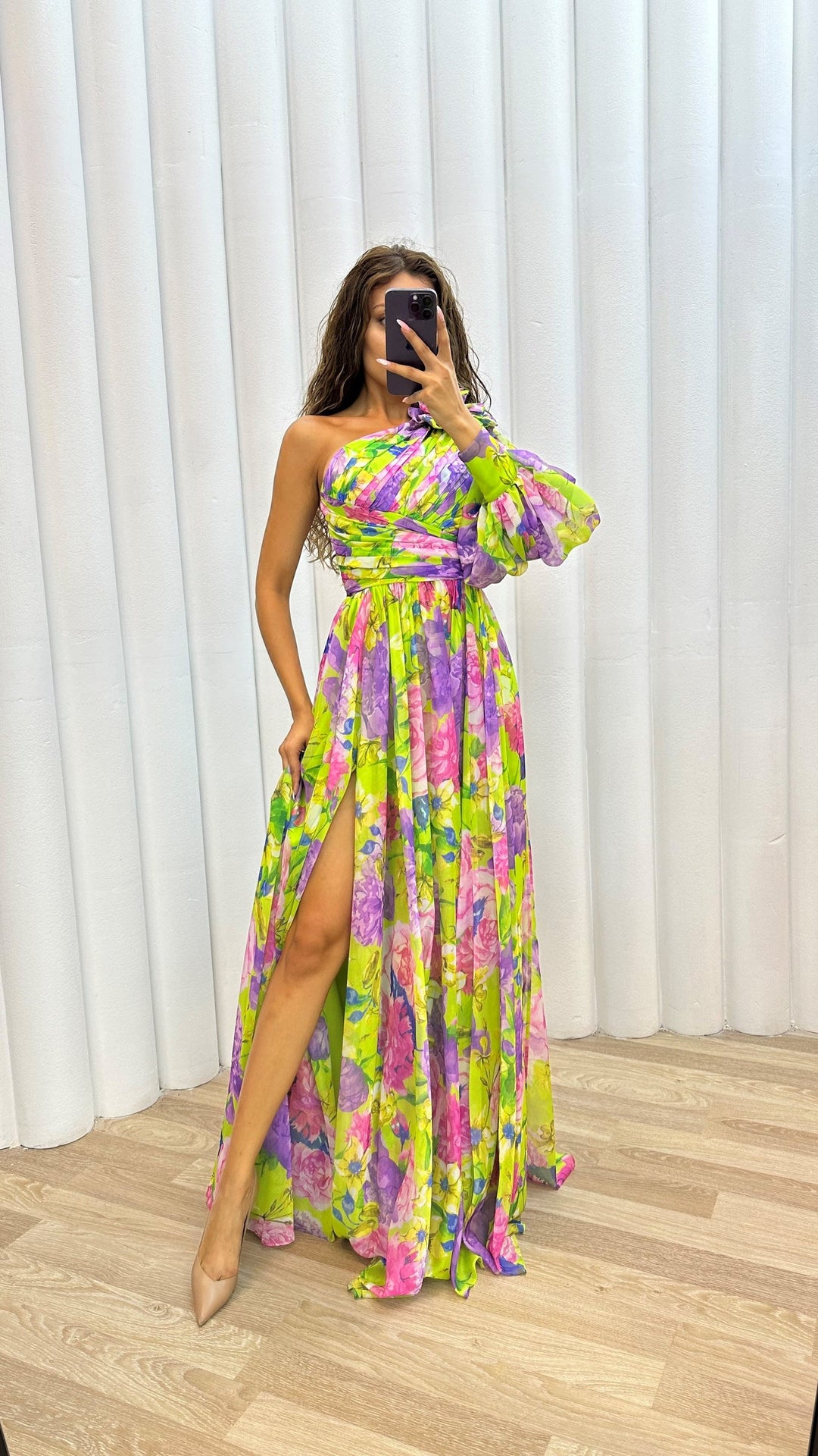 Maia - Floral One Shoulder Dress