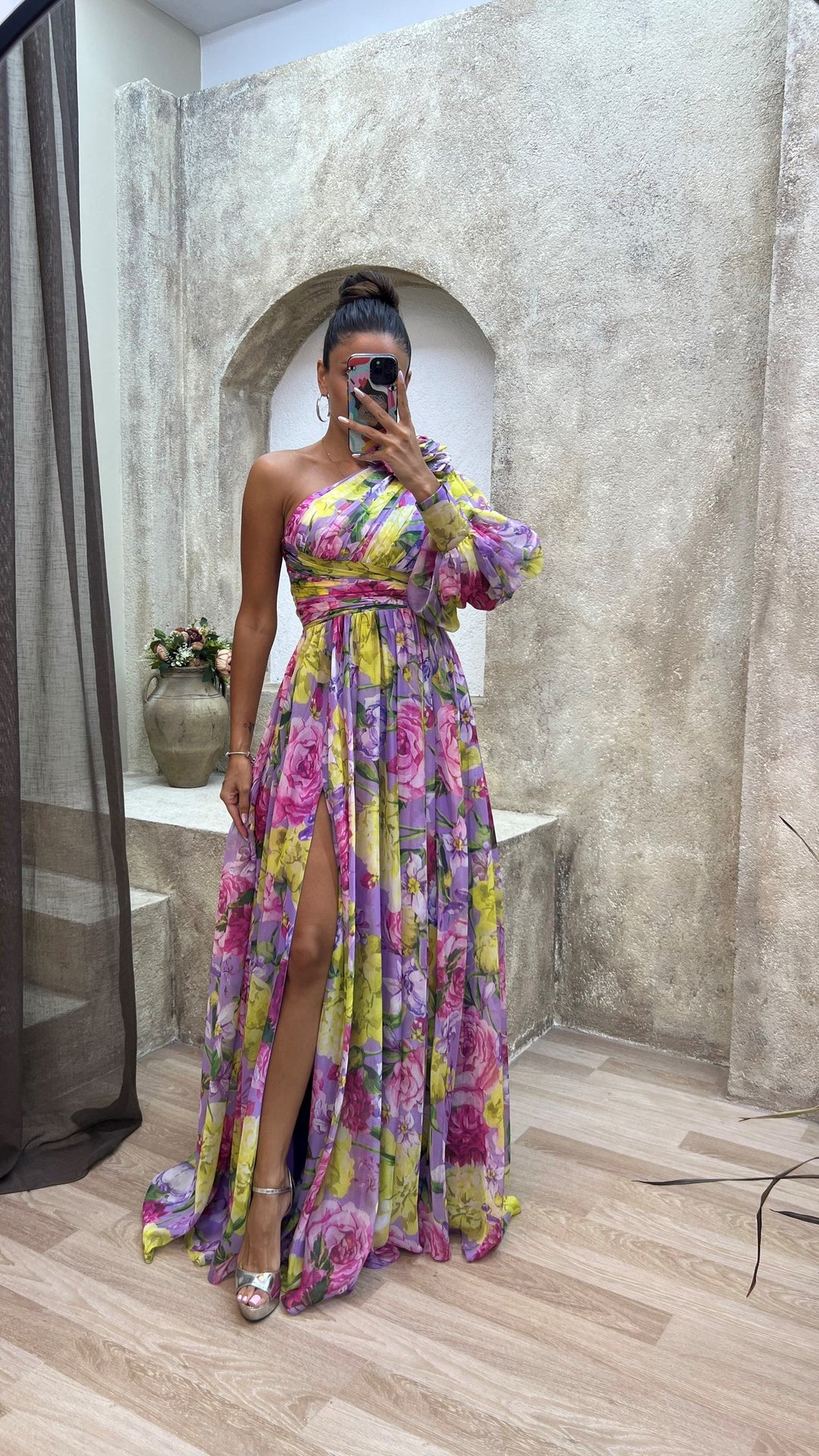 Maia - Floral One Shoulder Dress