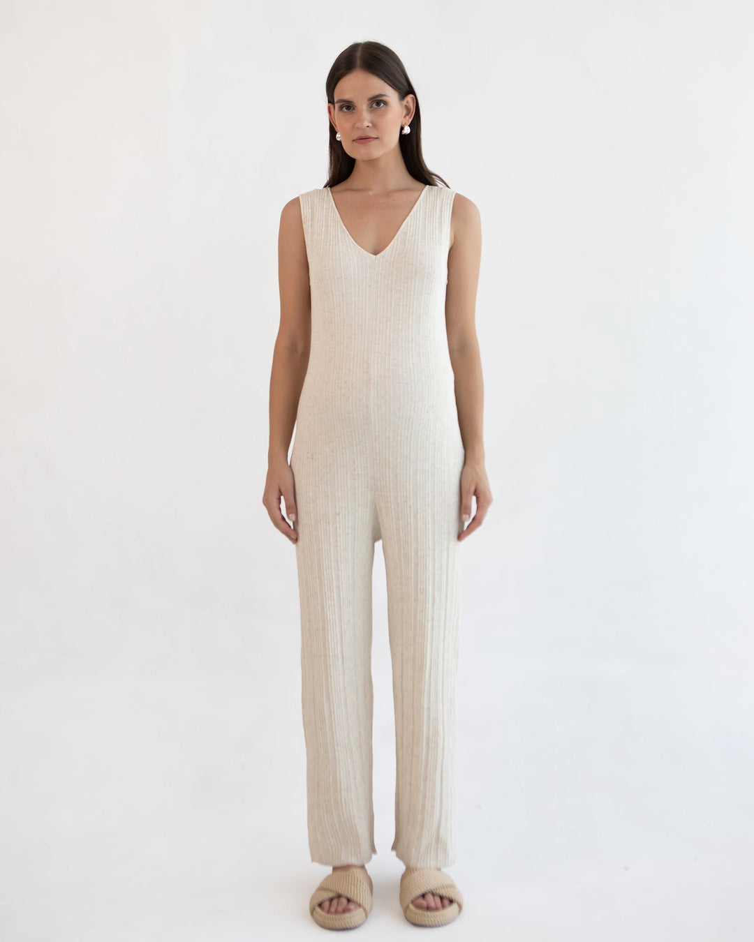 Ale | Linen Knit Feeding Jumpsuit