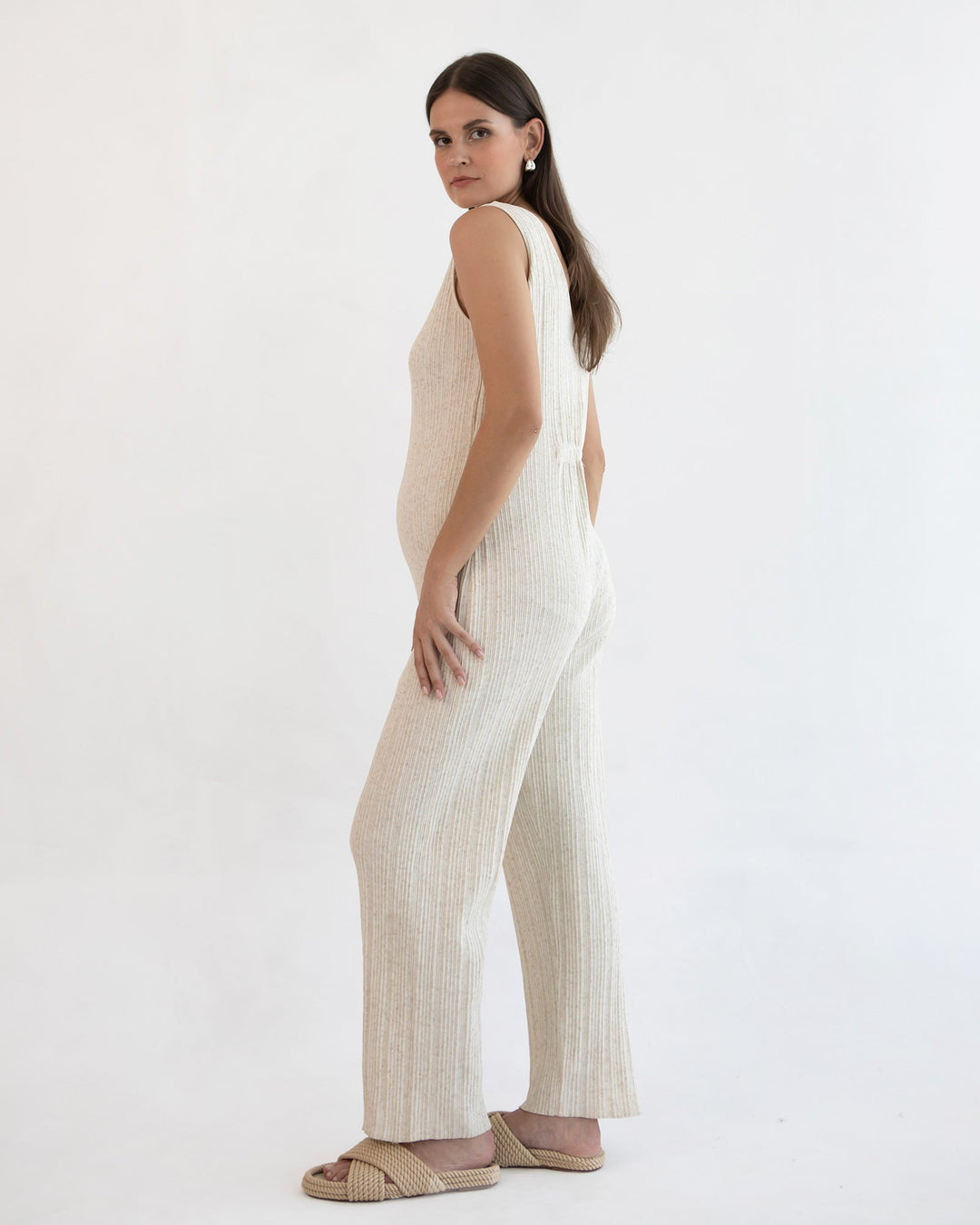 Ale | Linen Knit Feeding Jumpsuit