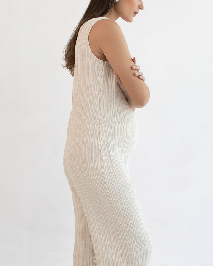 Ale | Linen Knit Feeding Jumpsuit