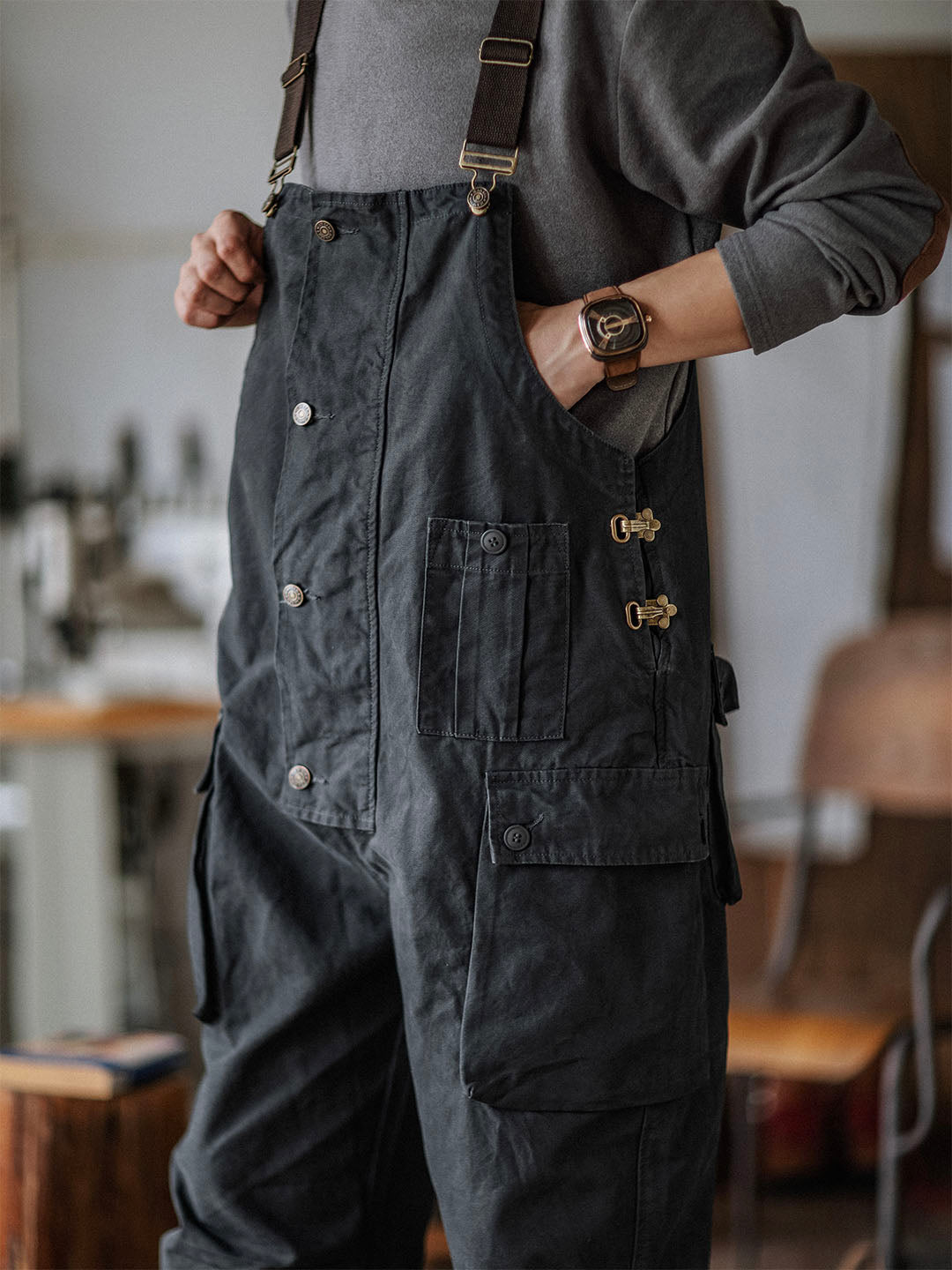 Orson™ | Men's Overalls Flap Pockets Button Front Workwear