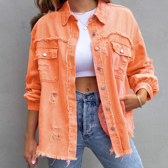 Audrey | Ripped Denim Jacket