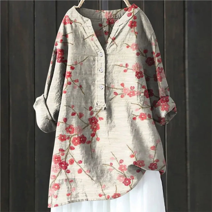 CARSON™ - CHIC BLOUSE WITH FLORAL ACCENTS