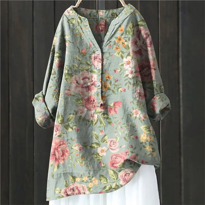 CARSON™ - CHIC BLOUSE WITH FLORAL ACCENTS