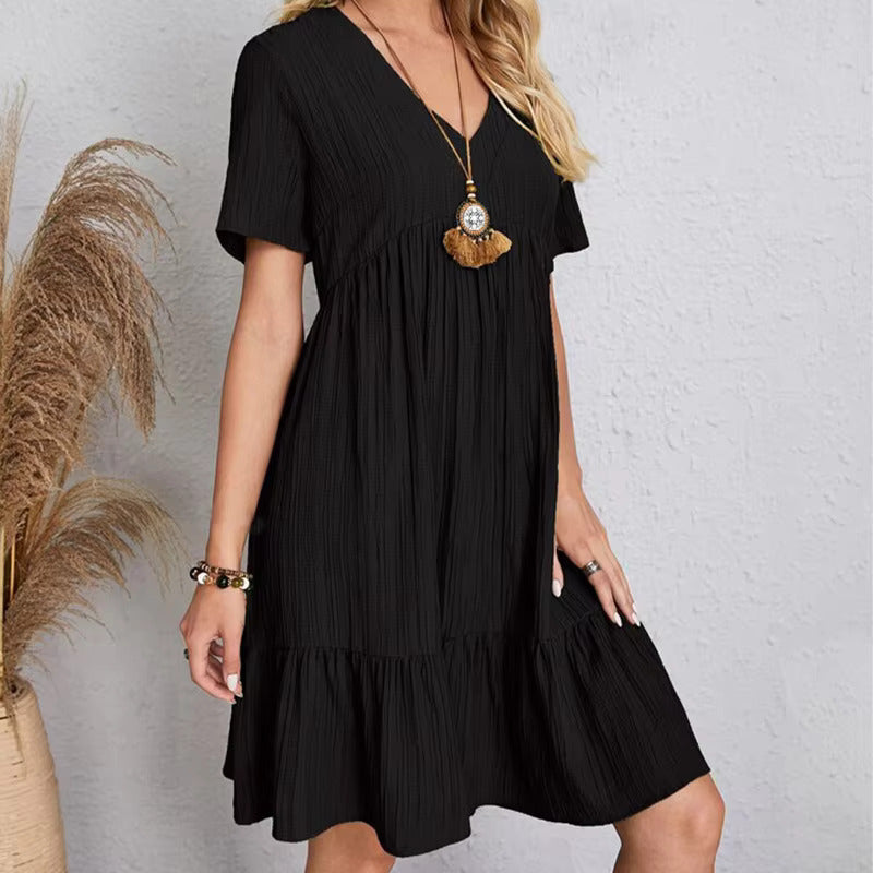 Mariana™ - Casual Solid V Neck Dress