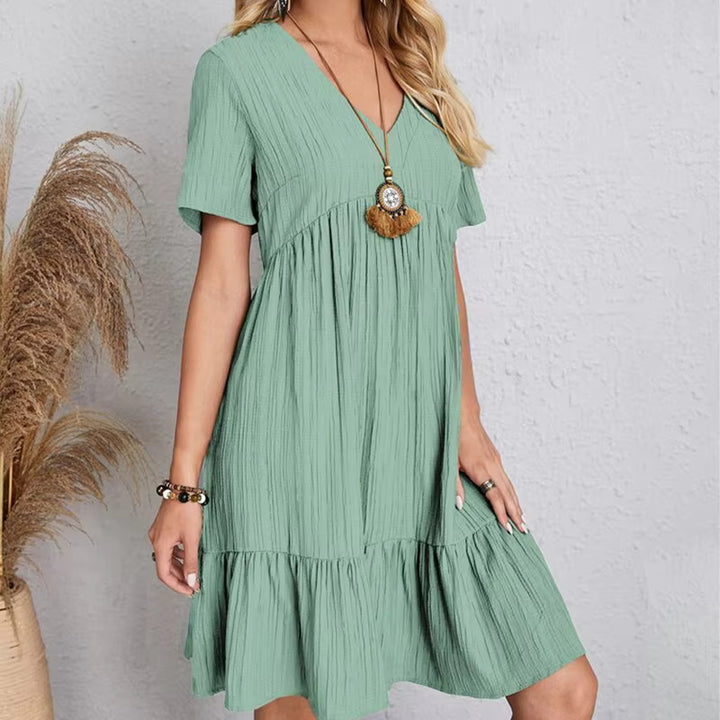 Mariana™ - Casual Solid V Neck Dress