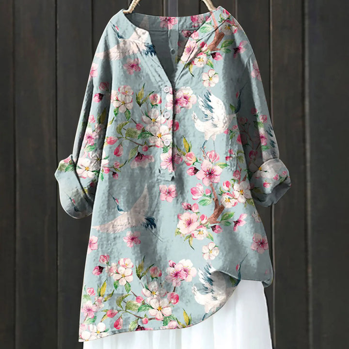 CARSON™ - CHIC BLOUSE WITH FLORAL ACCENTS