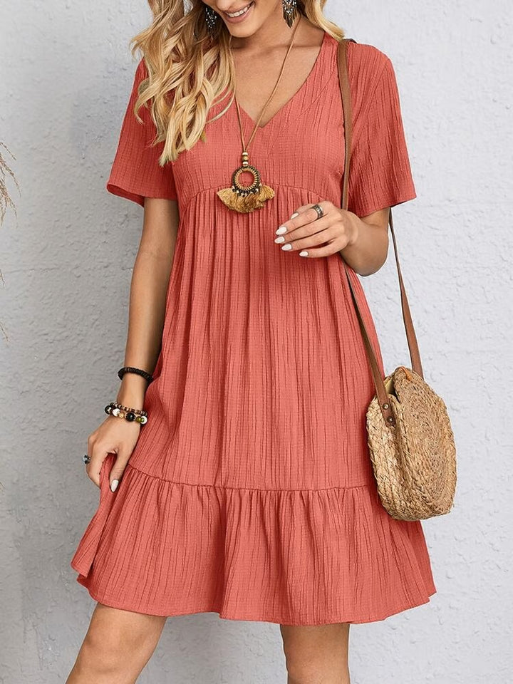 Mariana™ - Casual Solid V Neck Dress